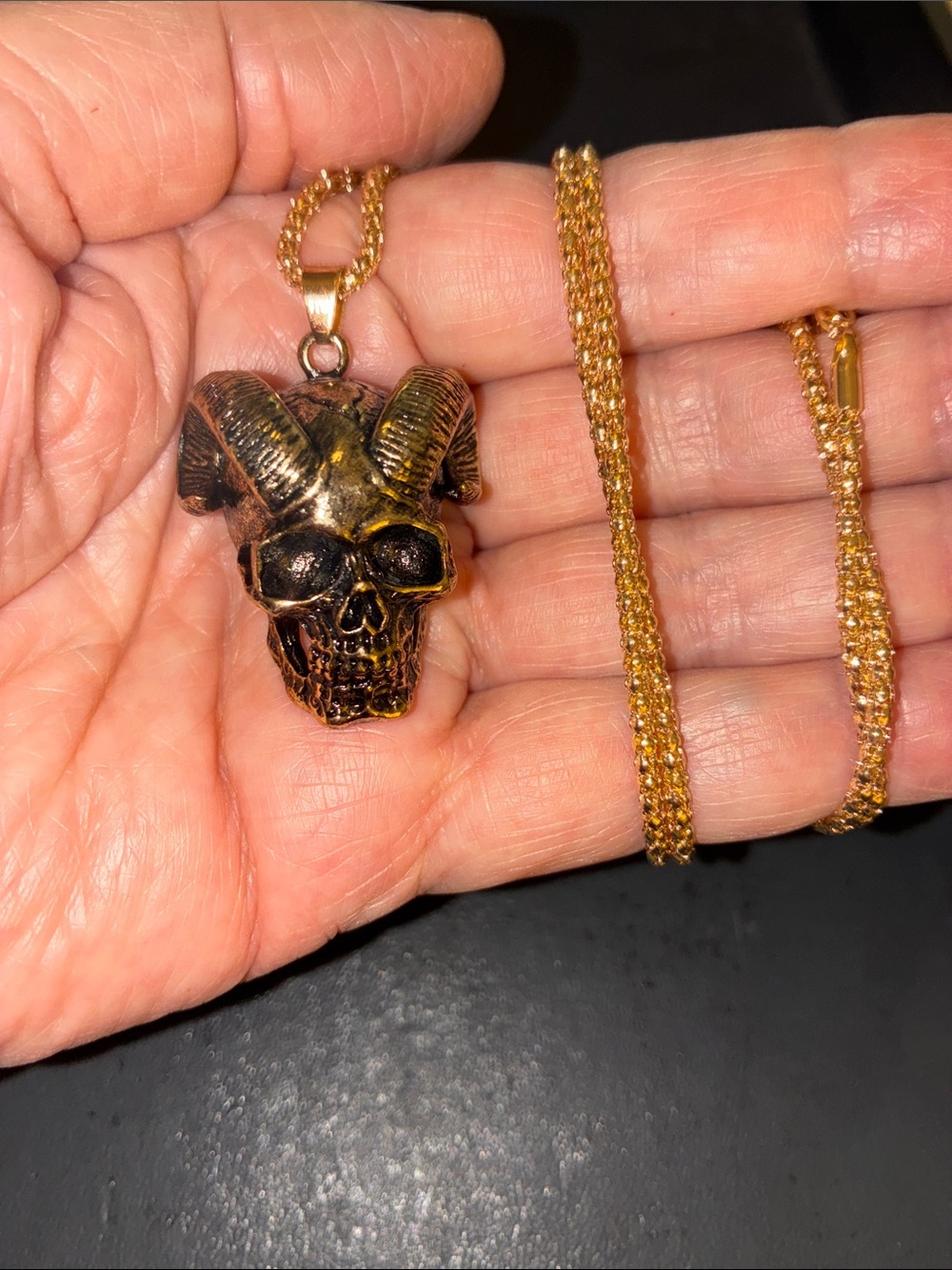 Ram Skull Pendant Necklace Lots of Detail on This Piece
